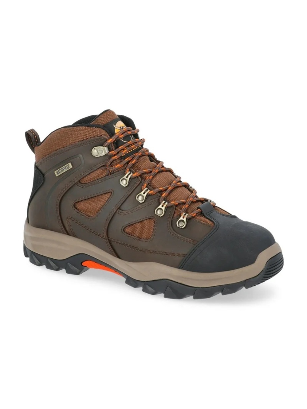 Brahma Brown and Black Men's Waterproof Hiking Boot with Orange Accents